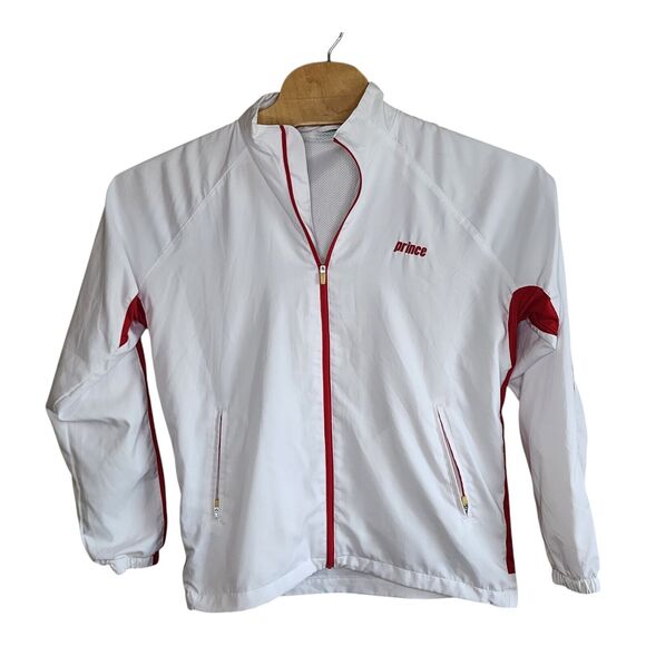 Men's Prince Tennis Jacket Small White Full Zip Pickleball Golf Windbreaker - Picture 1 of 4